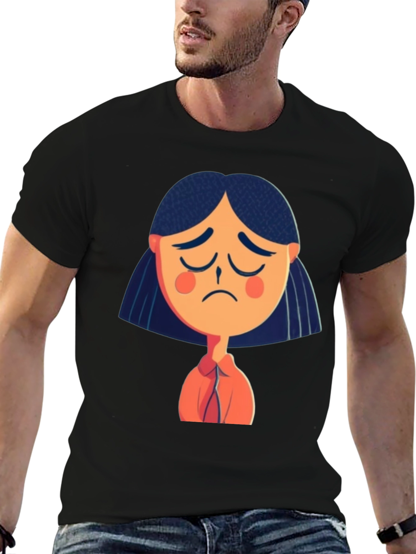 Sad Girl Graphic Tee - Unisex Black T-Shirt