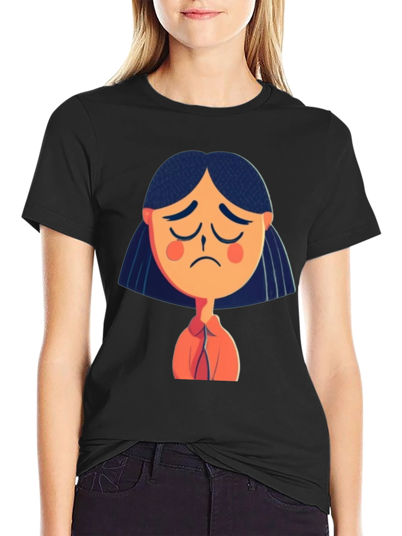Sad Girl Graphic Tee - Unisex Black T-Shirt