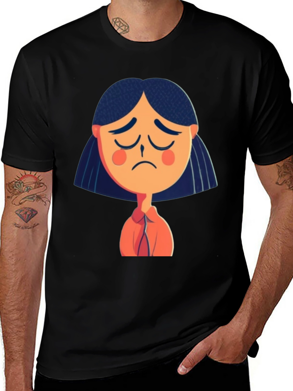 Sad Girl Graphic Tee - Unisex Black T-Shirt