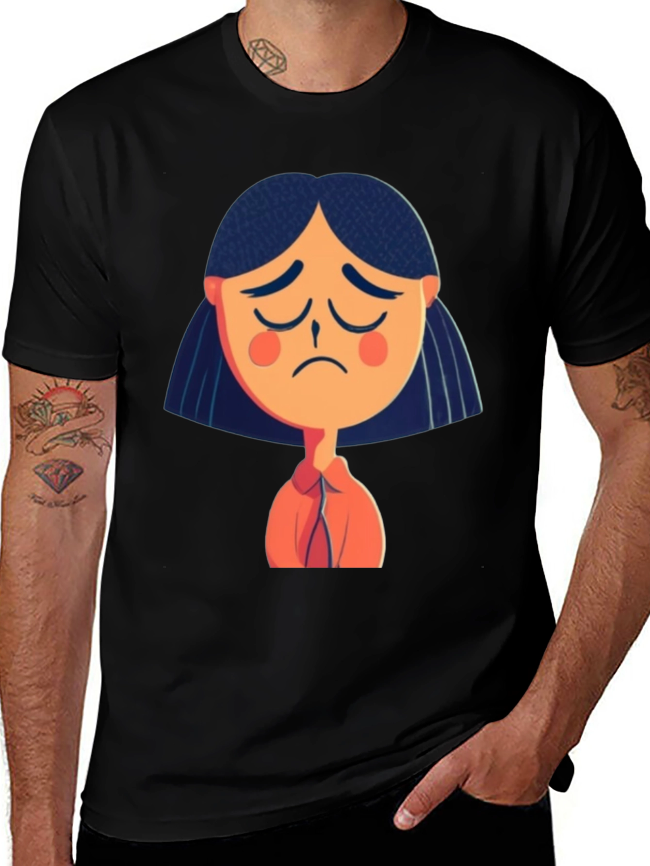Sad Girl Graphic Tee - Unisex Black T-Shirt