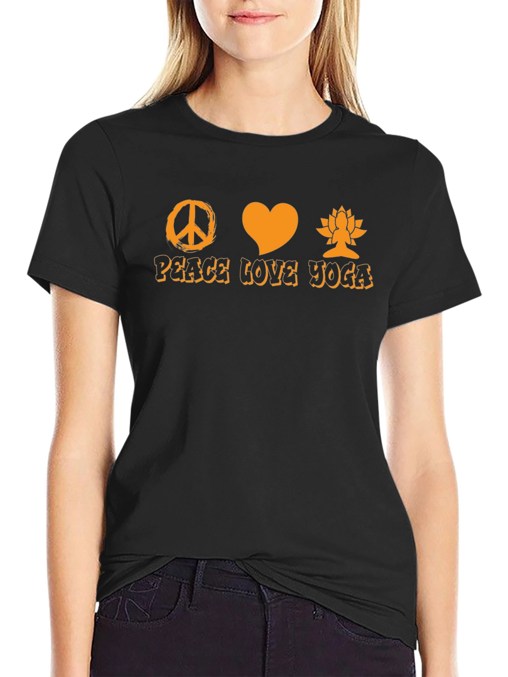 Peace Love Yoga T-Shirt - Black Graphic Tee