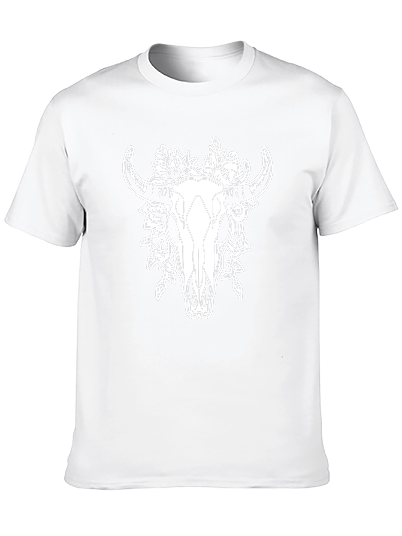 Skull and Floral Print Black T-Shirt