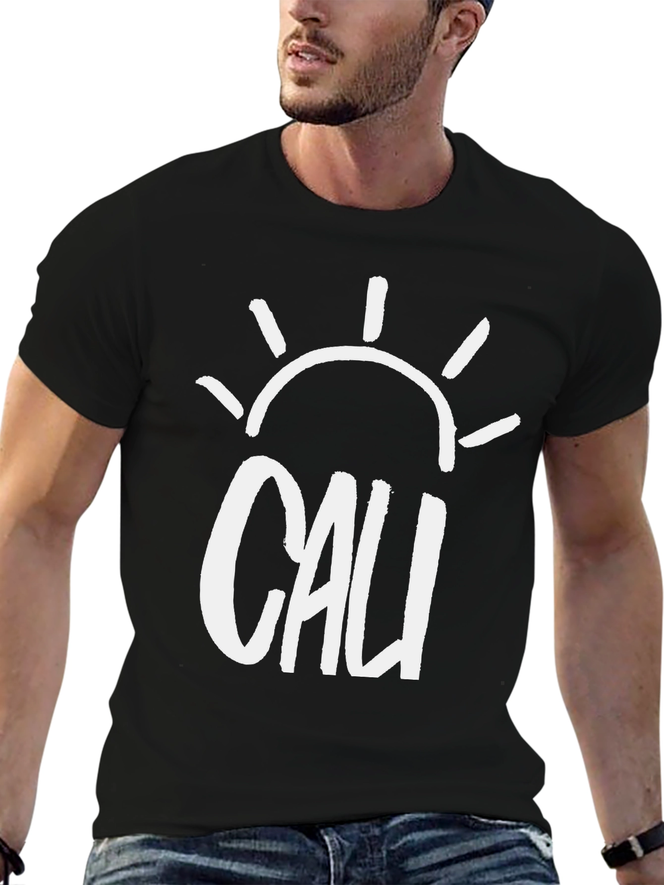 Cali Sun Graphic Tee - Black Cotton T-Shirt