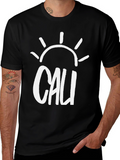Cali Sun Graphic Tee - Black Cotton T-Shirt
