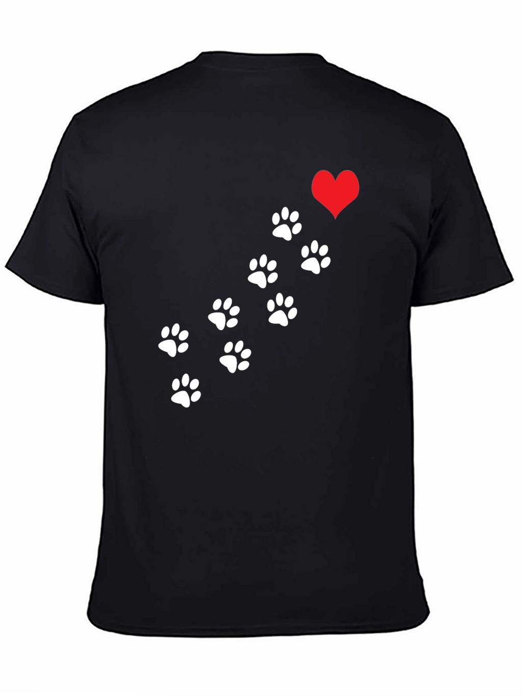 Paw Print Heart T-Shirt - Black