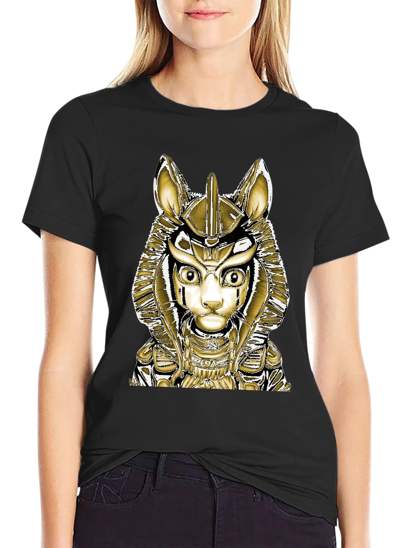 Anubis Cat Graphic Tee - Black