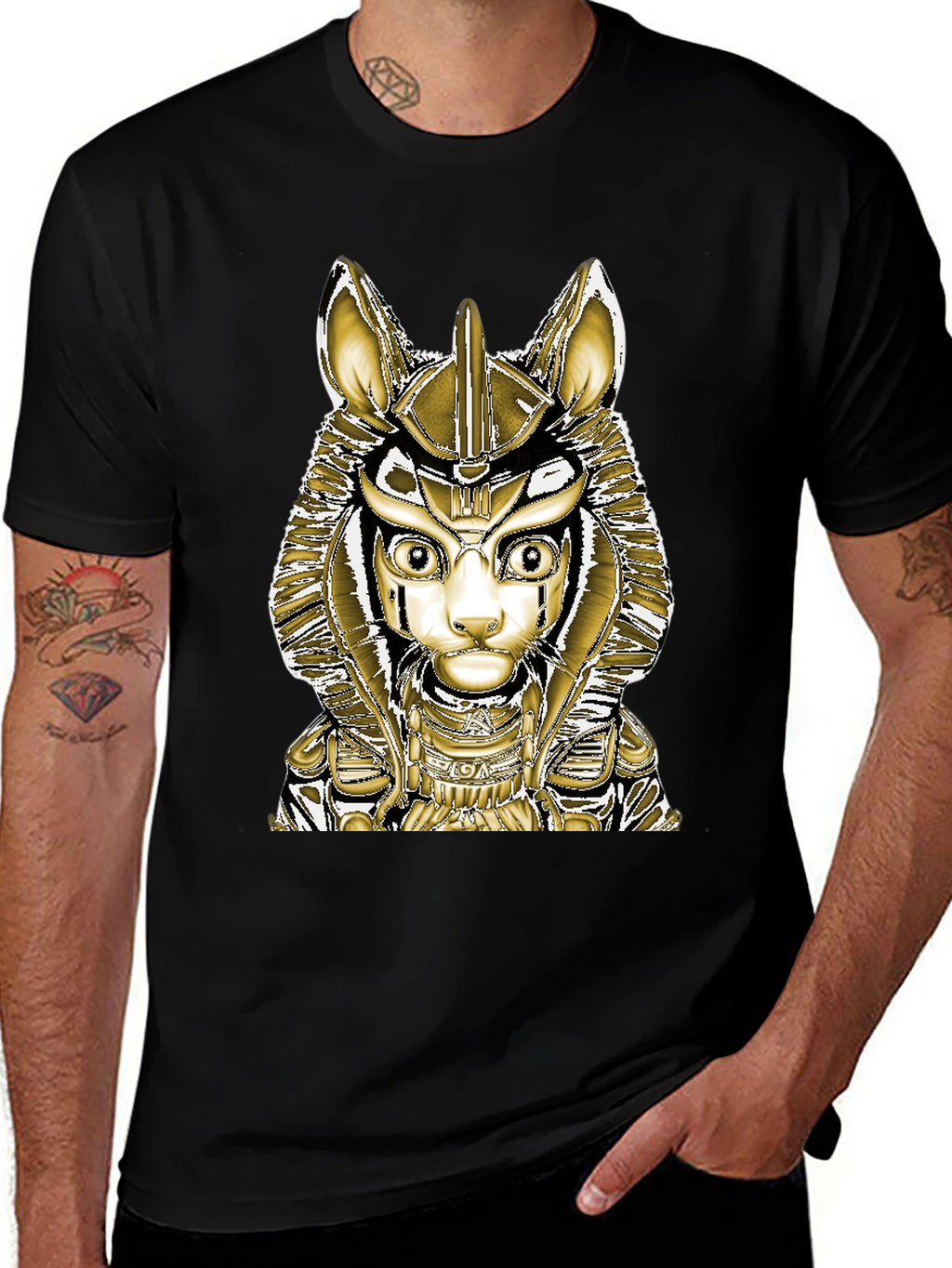 Anubis Cat Graphic Tee - Black