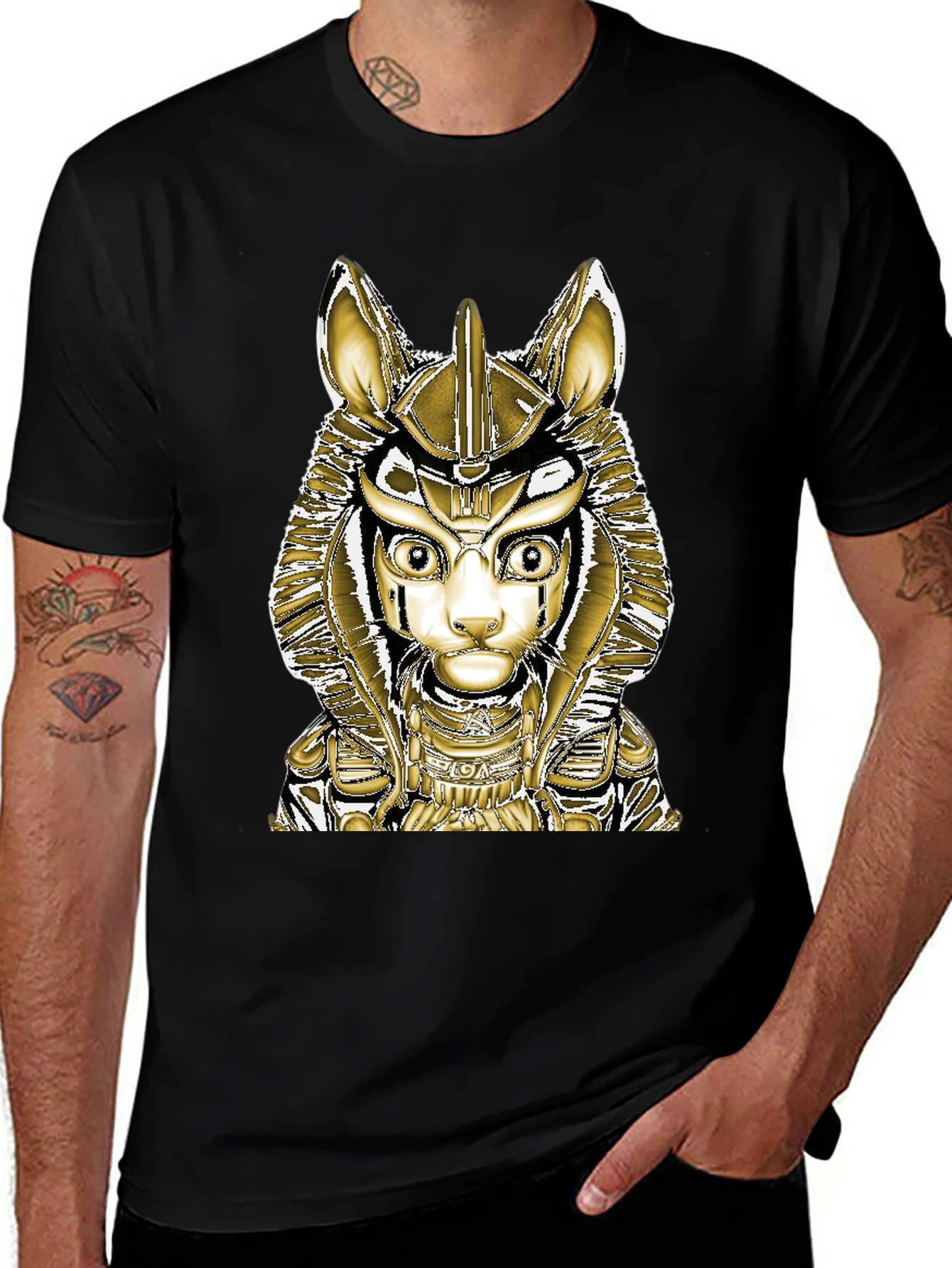 Anubis Cat Graphic Tee - Black