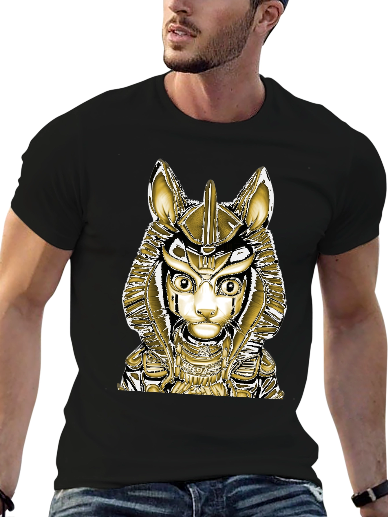 Anubis Cat Graphic Tee - Black