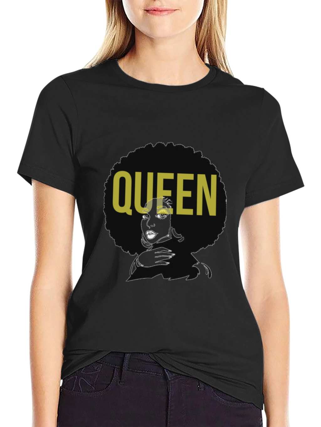 Queen Afro Graphic T-Shirt - Black