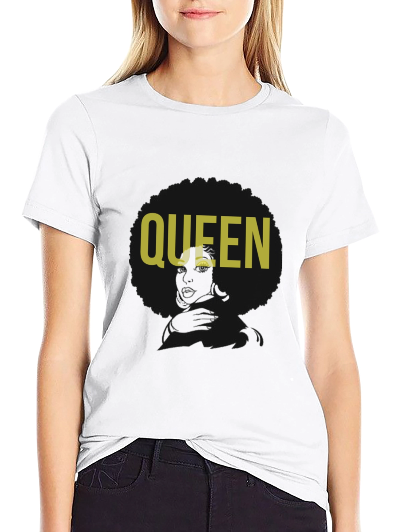 Queen Afro Graphic T-Shirt - Black