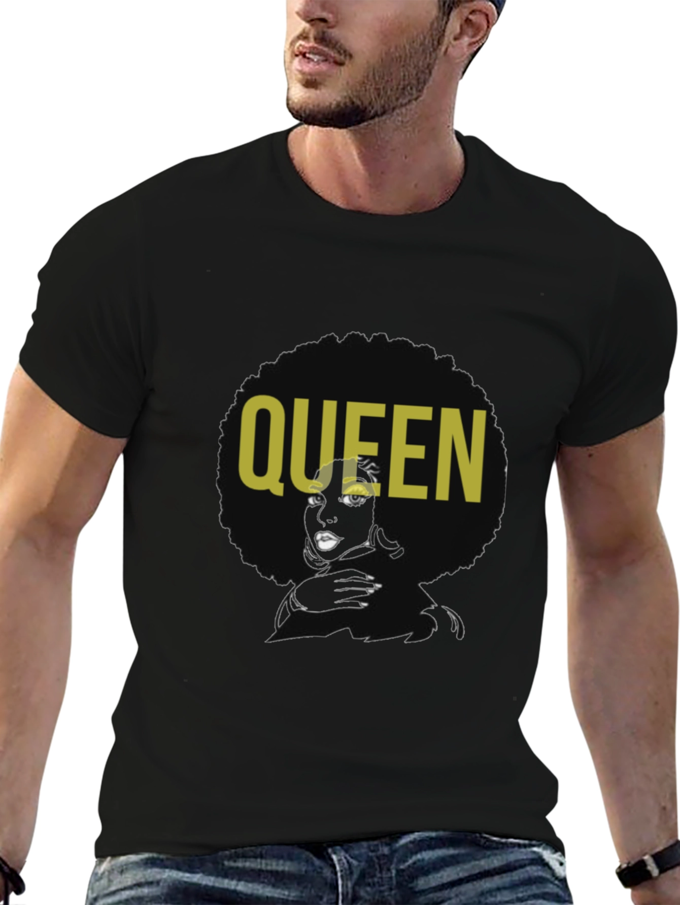Queen Afro Graphic T-Shirt - Black