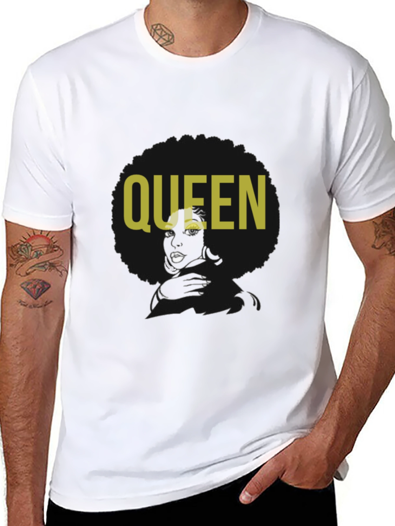 Queen Afro Graphic T-Shirt - Black