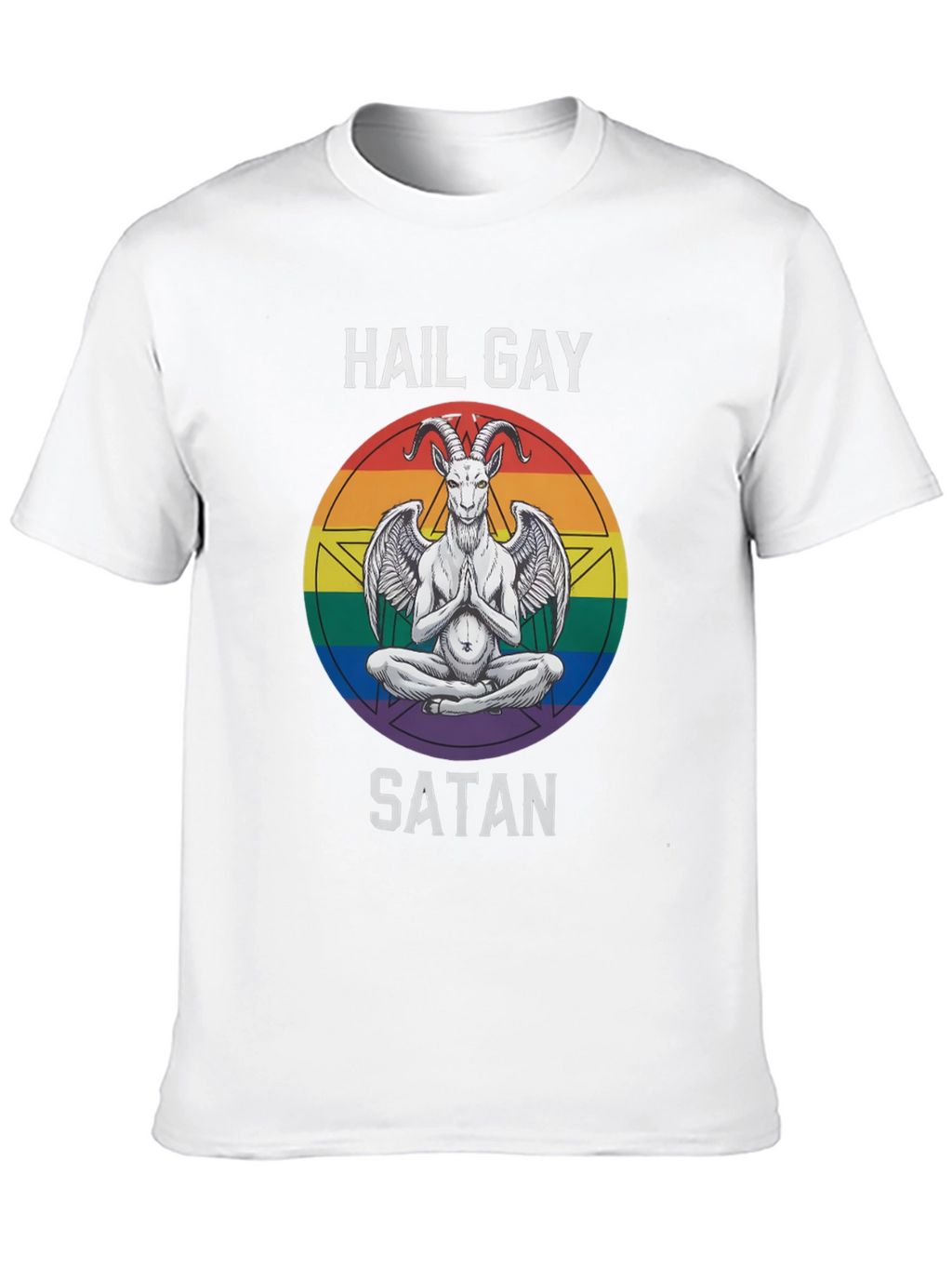 Hail Gay Satan Graphic Tee - Pride Baphomet Shirt