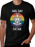 Hail Gay Satan Graphic Tee - Pride Baphomet Shirt
