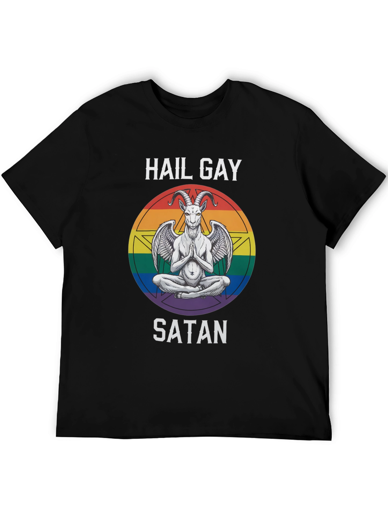 Hail Gay Satan Graphic Tee - Pride Baphomet Shirt