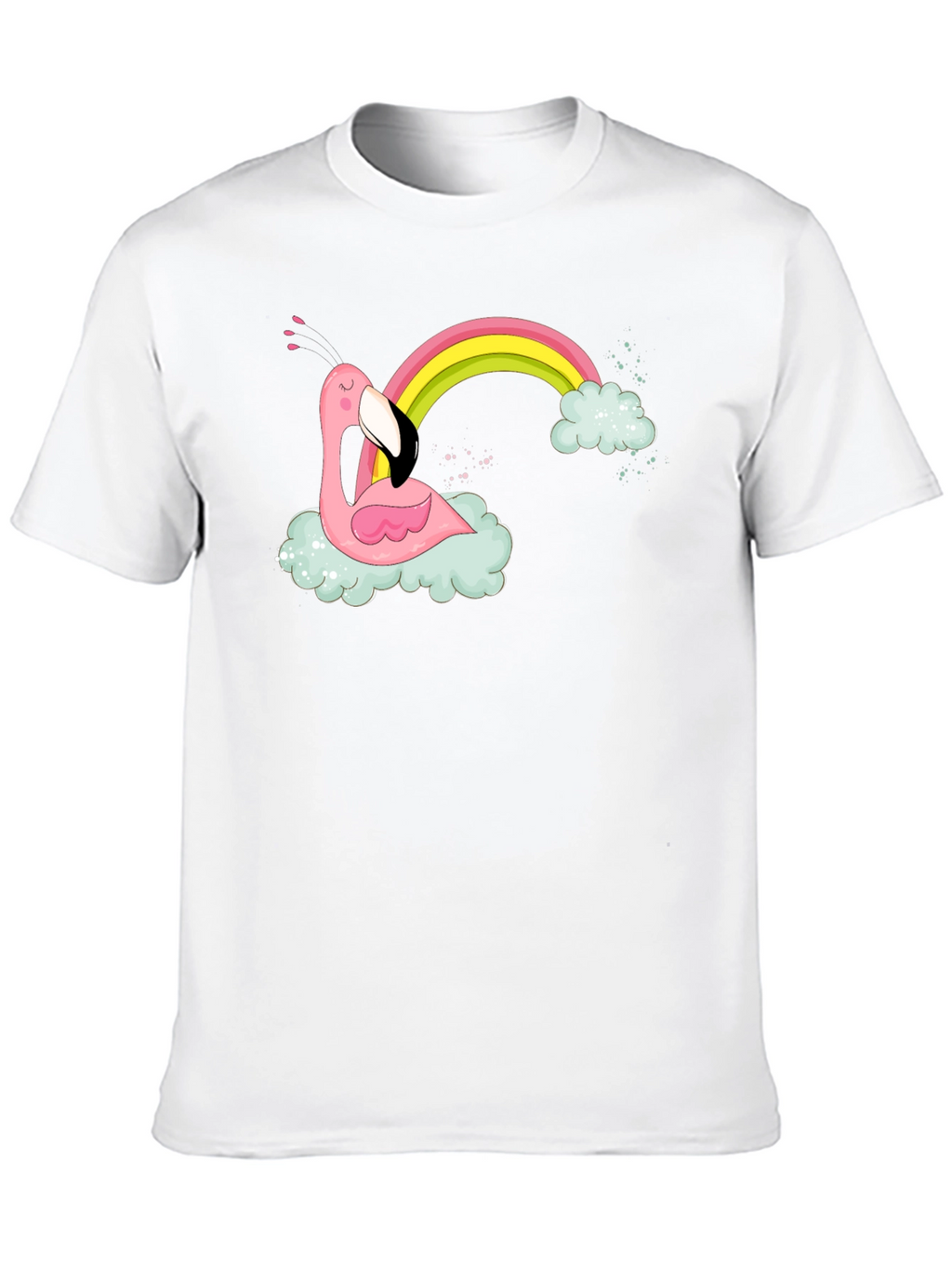 Flamingo Rainbow Cloud Graphic T-Shirt