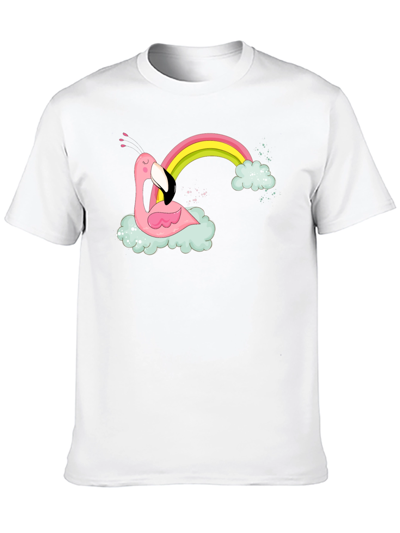 Flamingo Rainbow Cloud Graphic T-Shirt