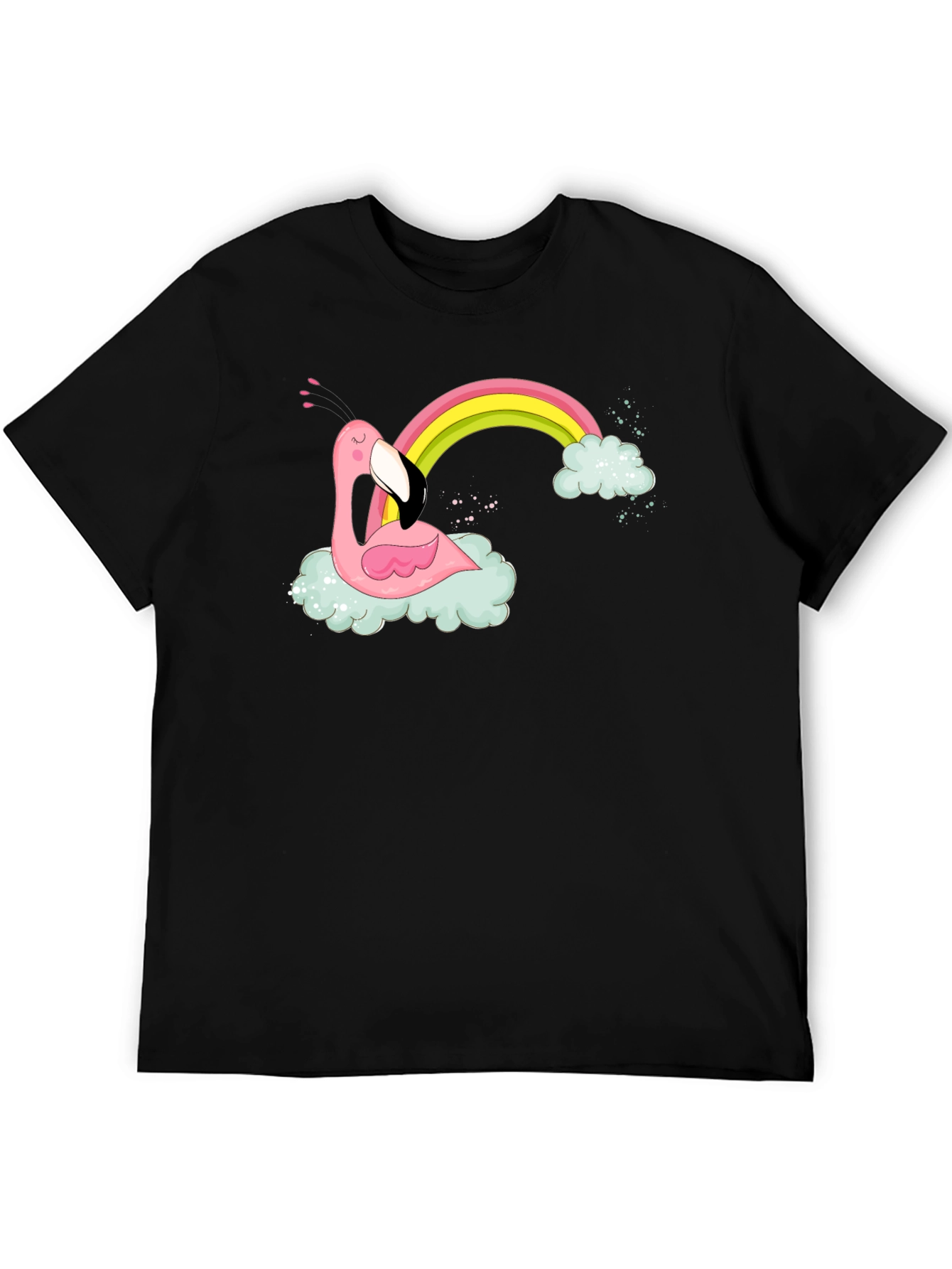 Flamingo Rainbow Cloud Graphic T-Shirt