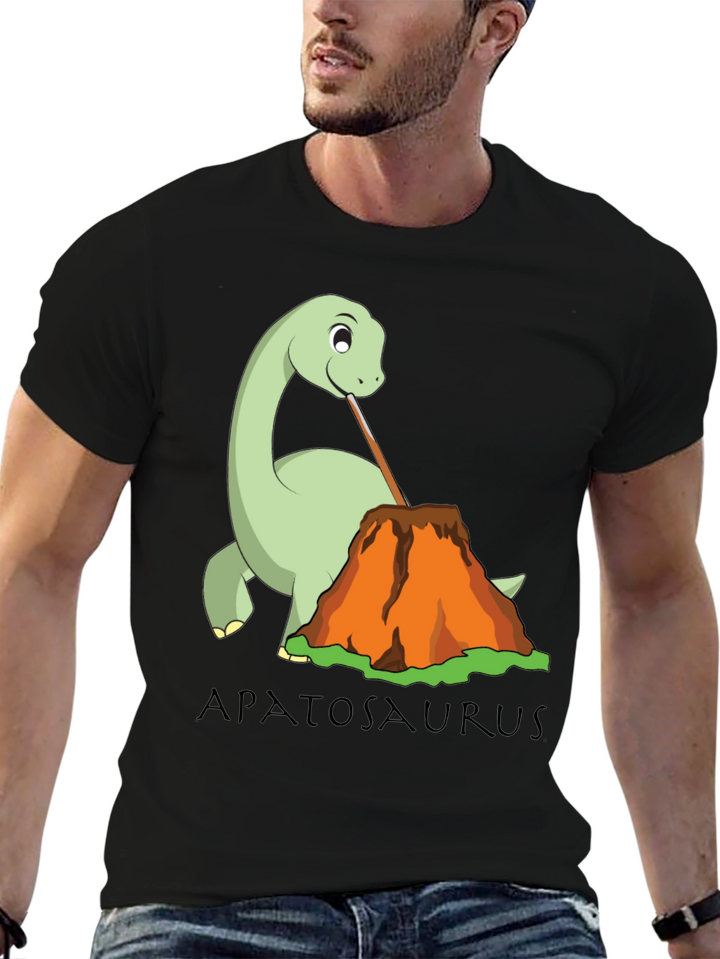 Apatosaurus Volcano Lava Drinking T-Shirt