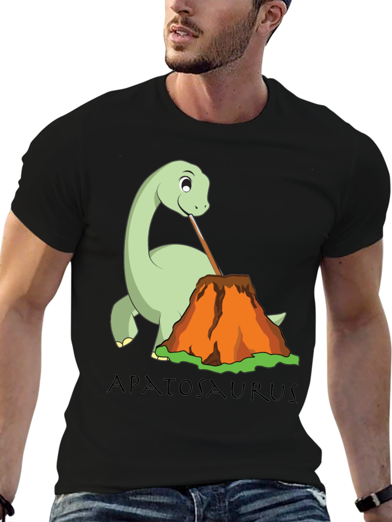 Apatosaurus Volcano Lava Drinking T-Shirt