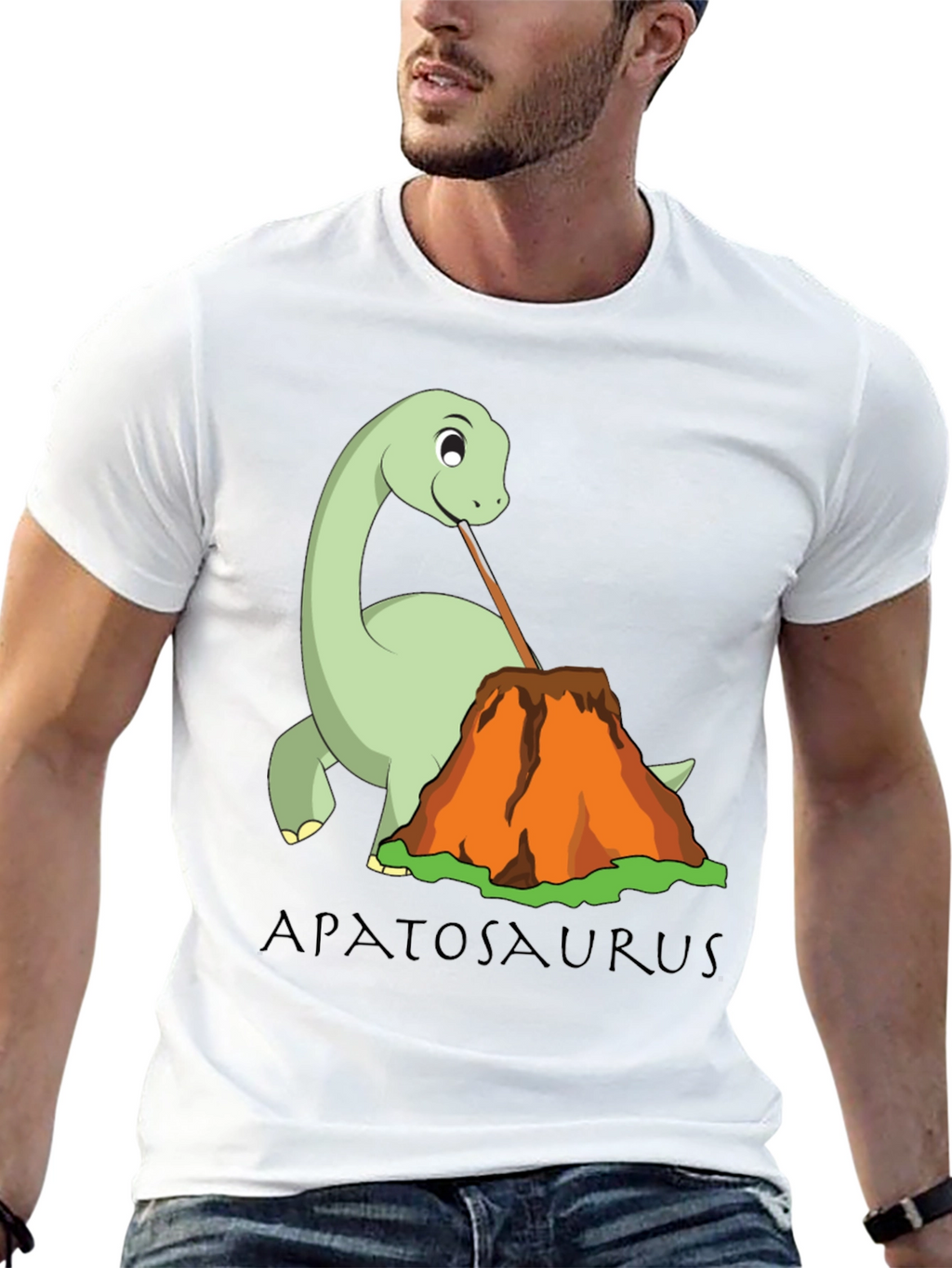 Apatosaurus Volcano Lava Drinking T-Shirt
