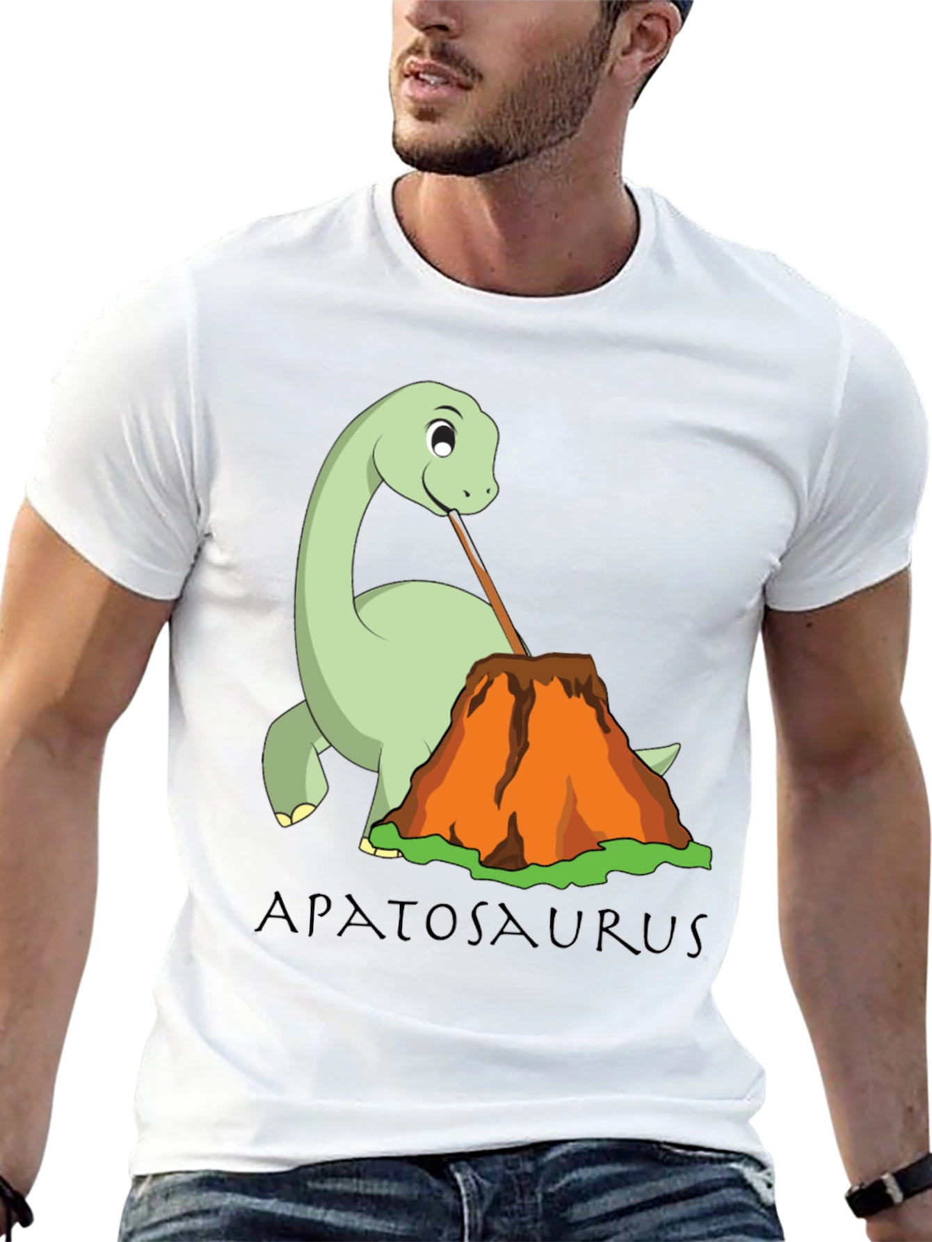 Apatosaurus Volcano Lava Drinking T-Shirt