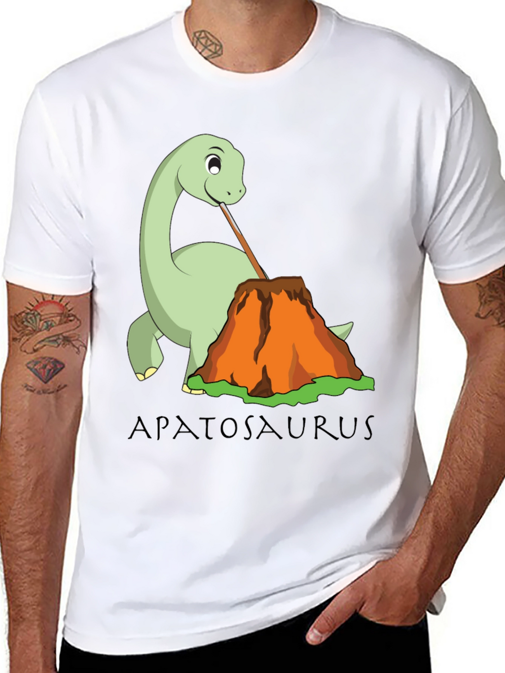 Apatosaurus Volcano Lava Drinking T-Shirt
