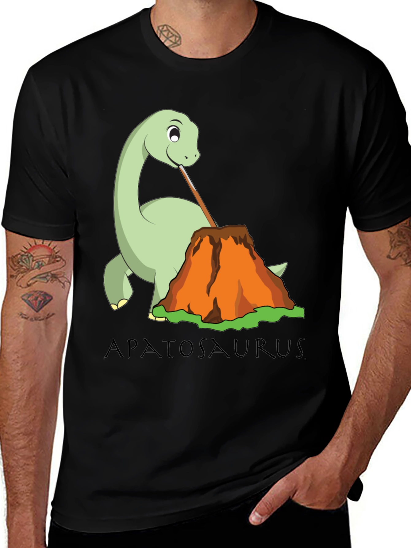 Apatosaurus Volcano Lava Drinking T-Shirt