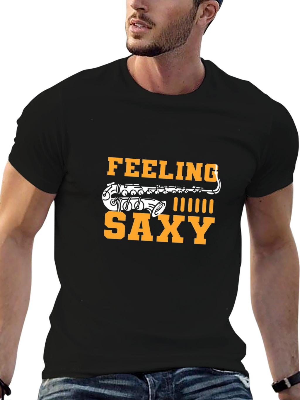 Feeling Saxy Black T-Shirt