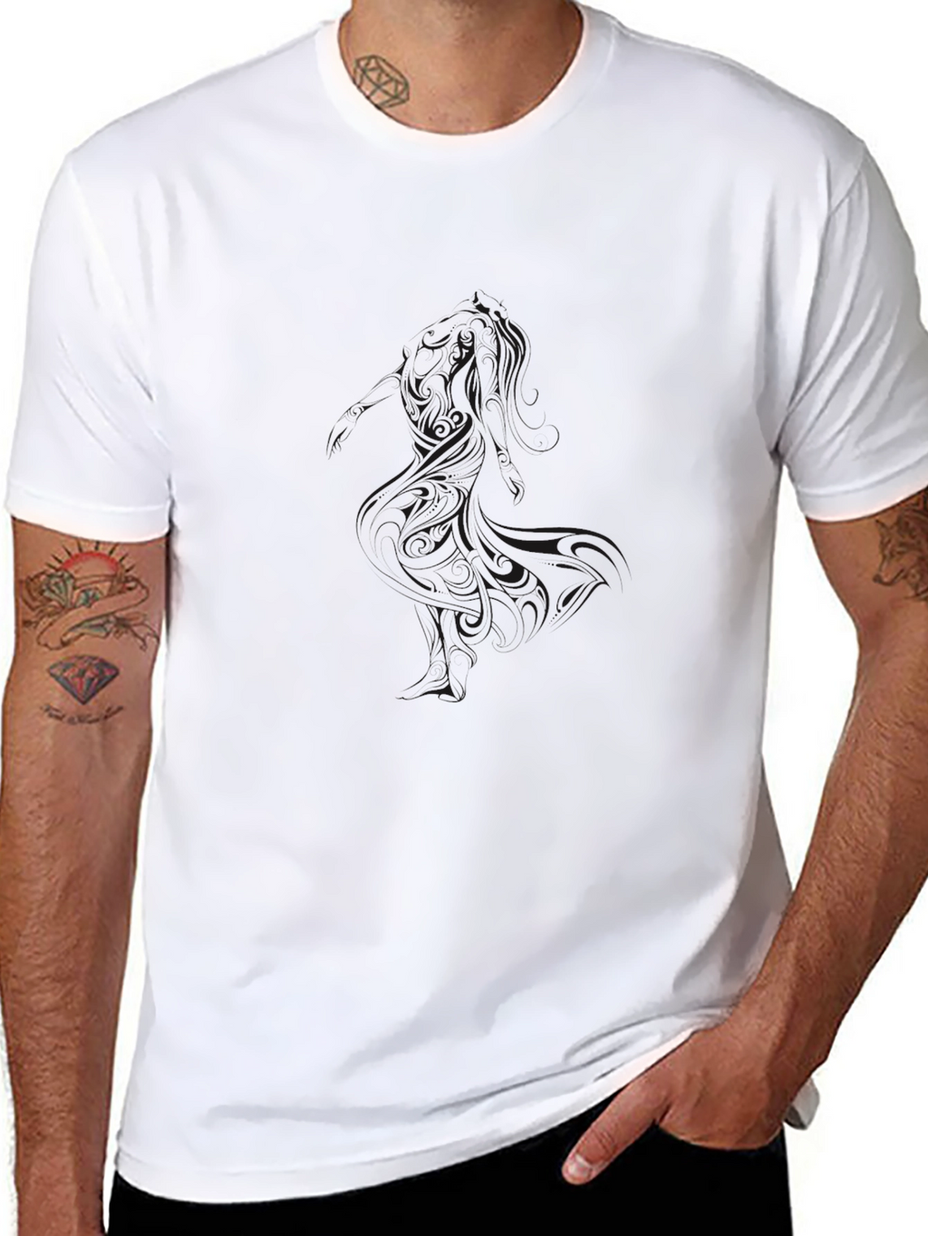 Mens Solid Black Crew Neck Short Sleeve T-Shirt