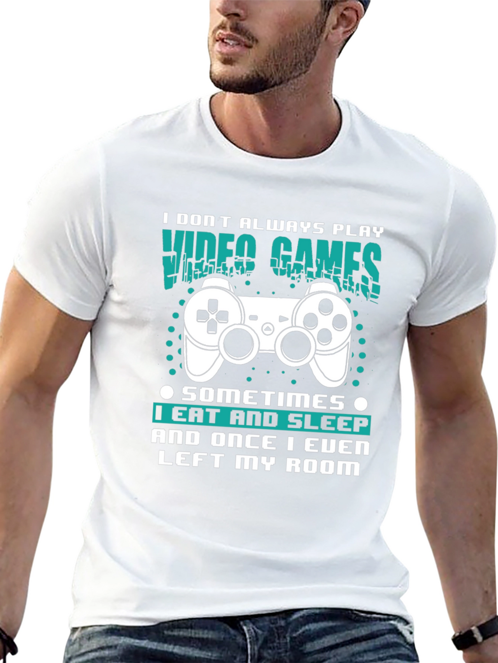 Gamer T-Shirt: Eat Sleep Leave Room (Rarely!)