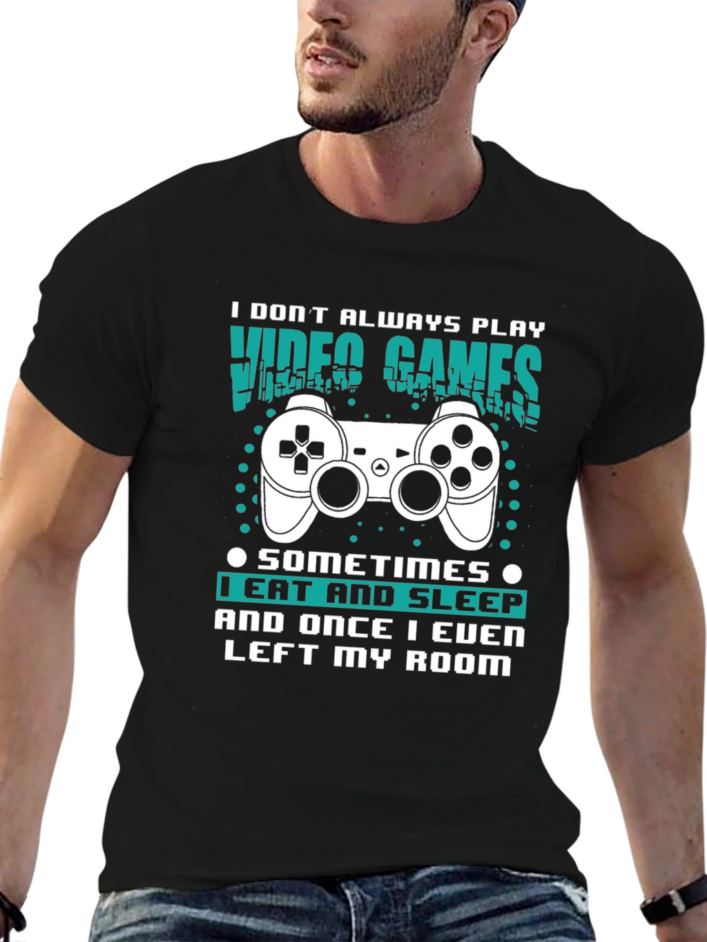 Gamer T-Shirt: Eat Sleep Leave Room (Rarely!)
