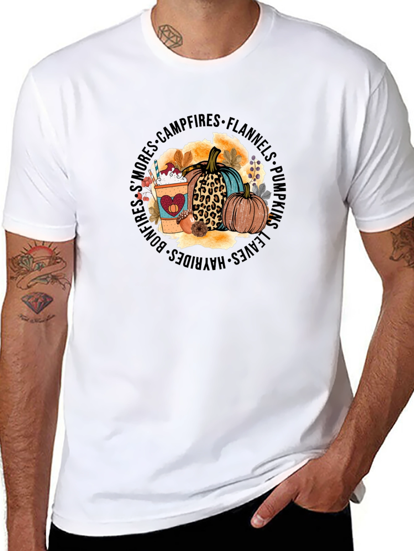 Fall Vibes T-Shirt - Pumpkins Coffee Bonfires