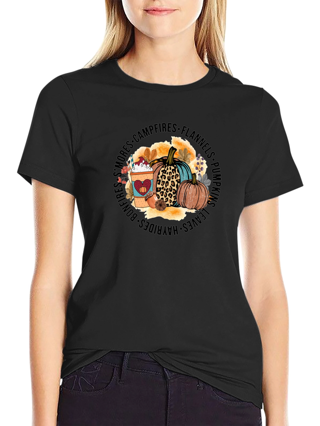 Fall Vibes T-Shirt - Pumpkins Coffee Bonfires