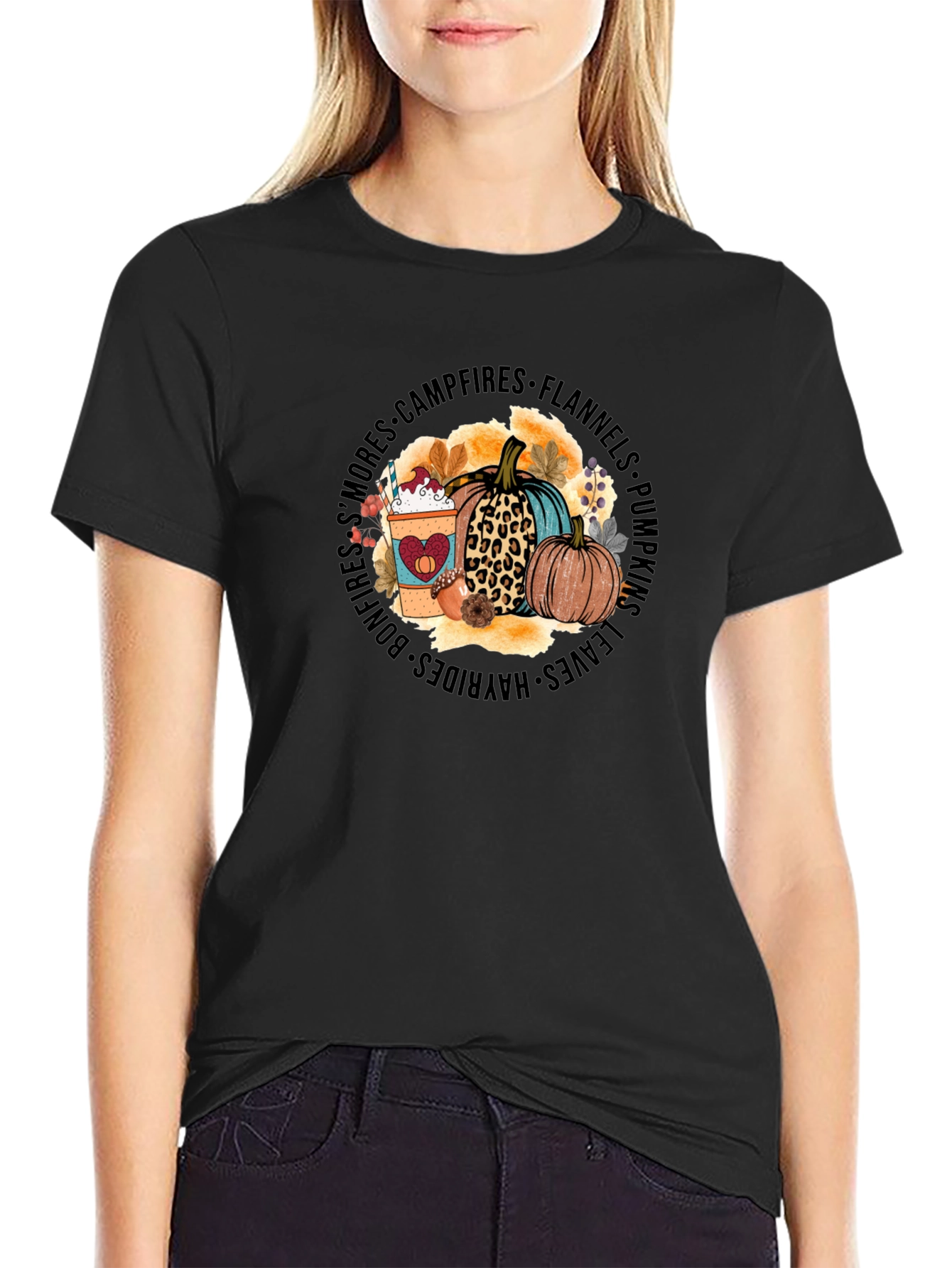 Fall Vibes T-Shirt - Pumpkins Coffee Bonfires