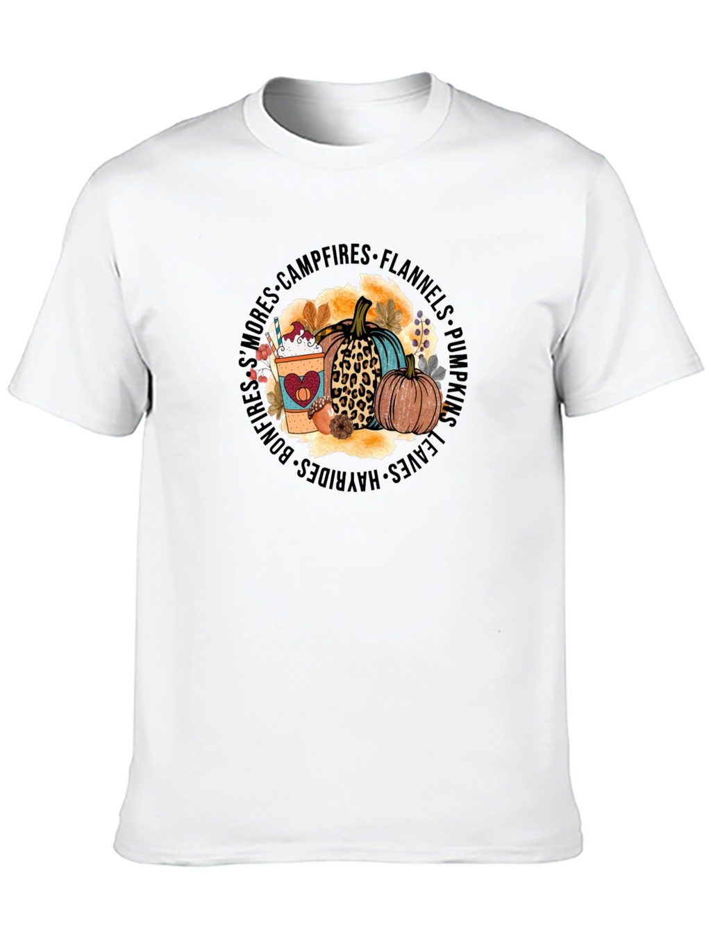 Fall Vibes T-Shirt - Pumpkins Coffee Bonfires