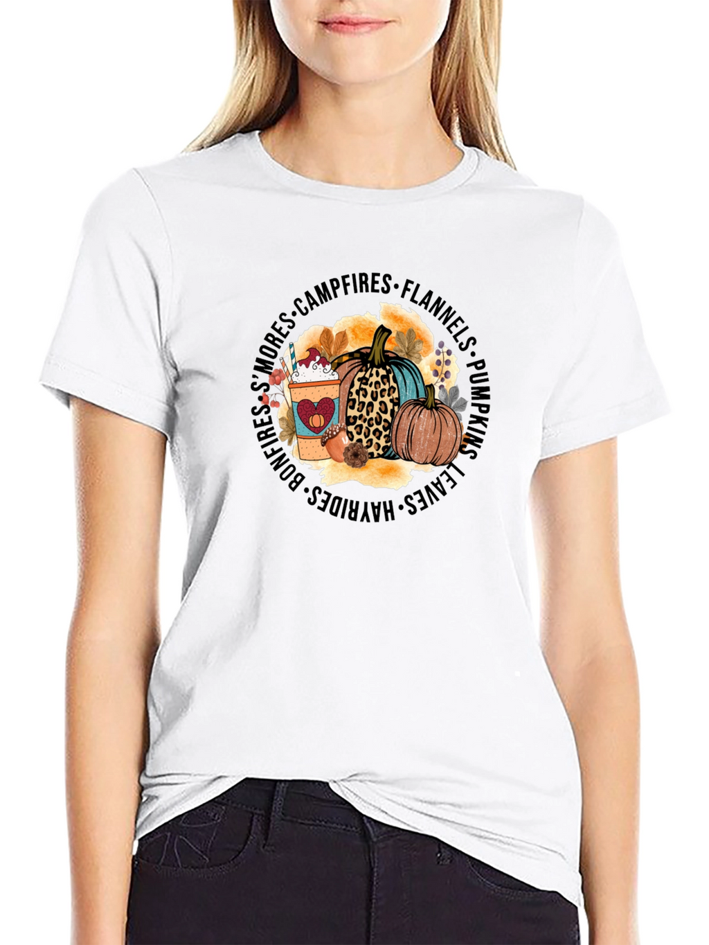 Fall Vibes T-Shirt - Pumpkins Coffee Bonfires
