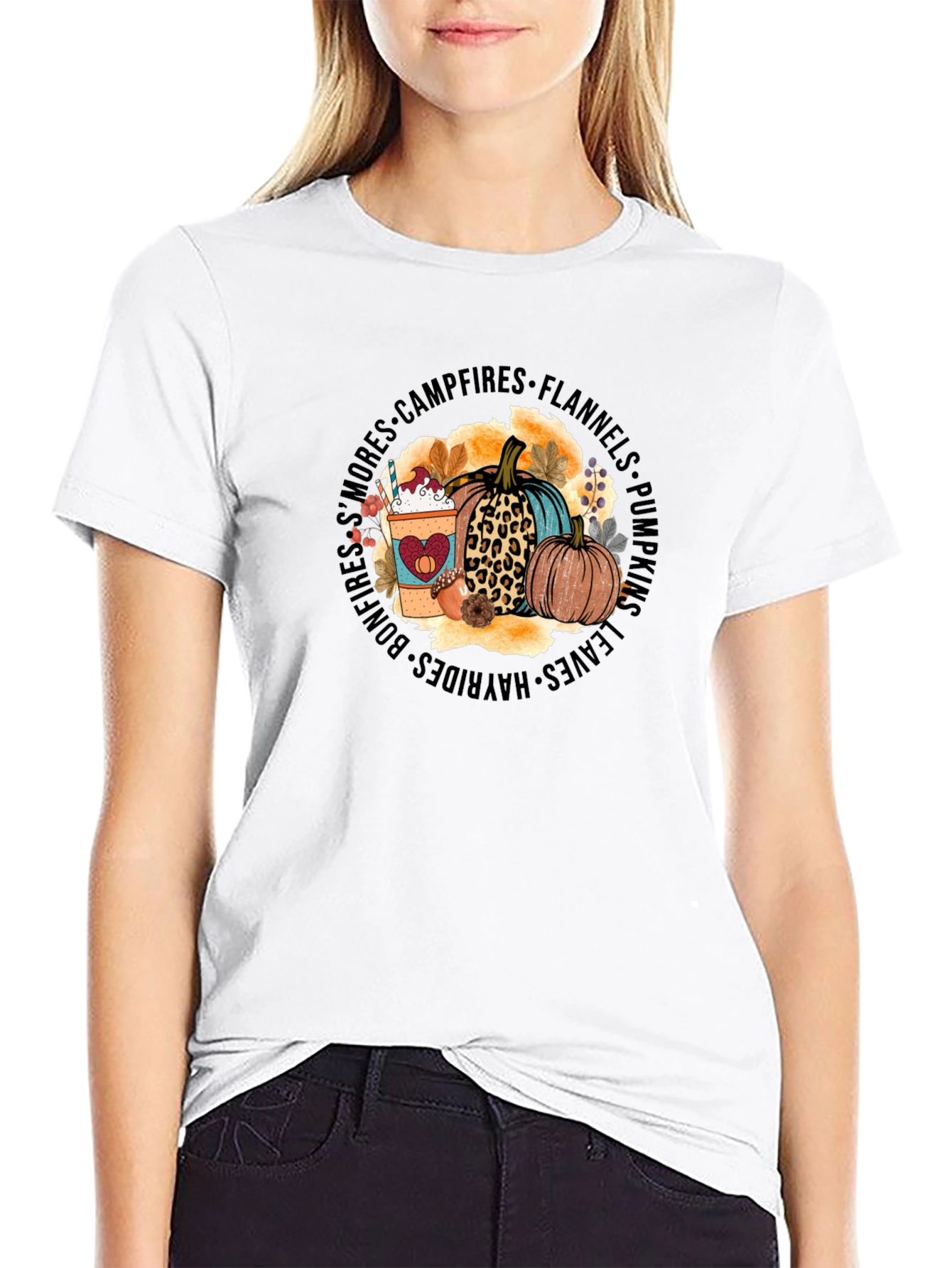 Fall Vibes T-Shirt - Pumpkins Coffee Bonfires