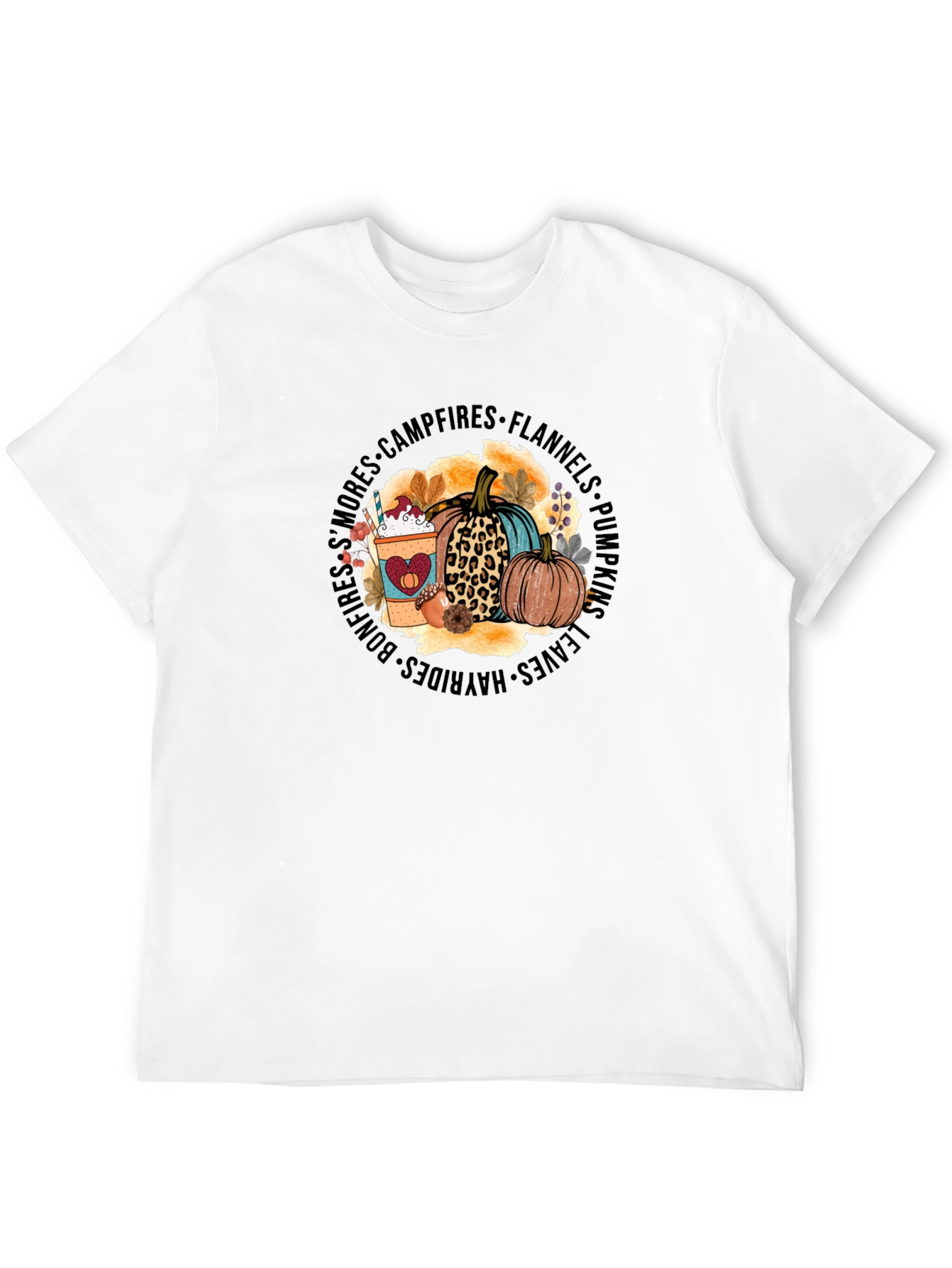 Fall Vibes T-Shirt - Pumpkins Coffee Bonfires
