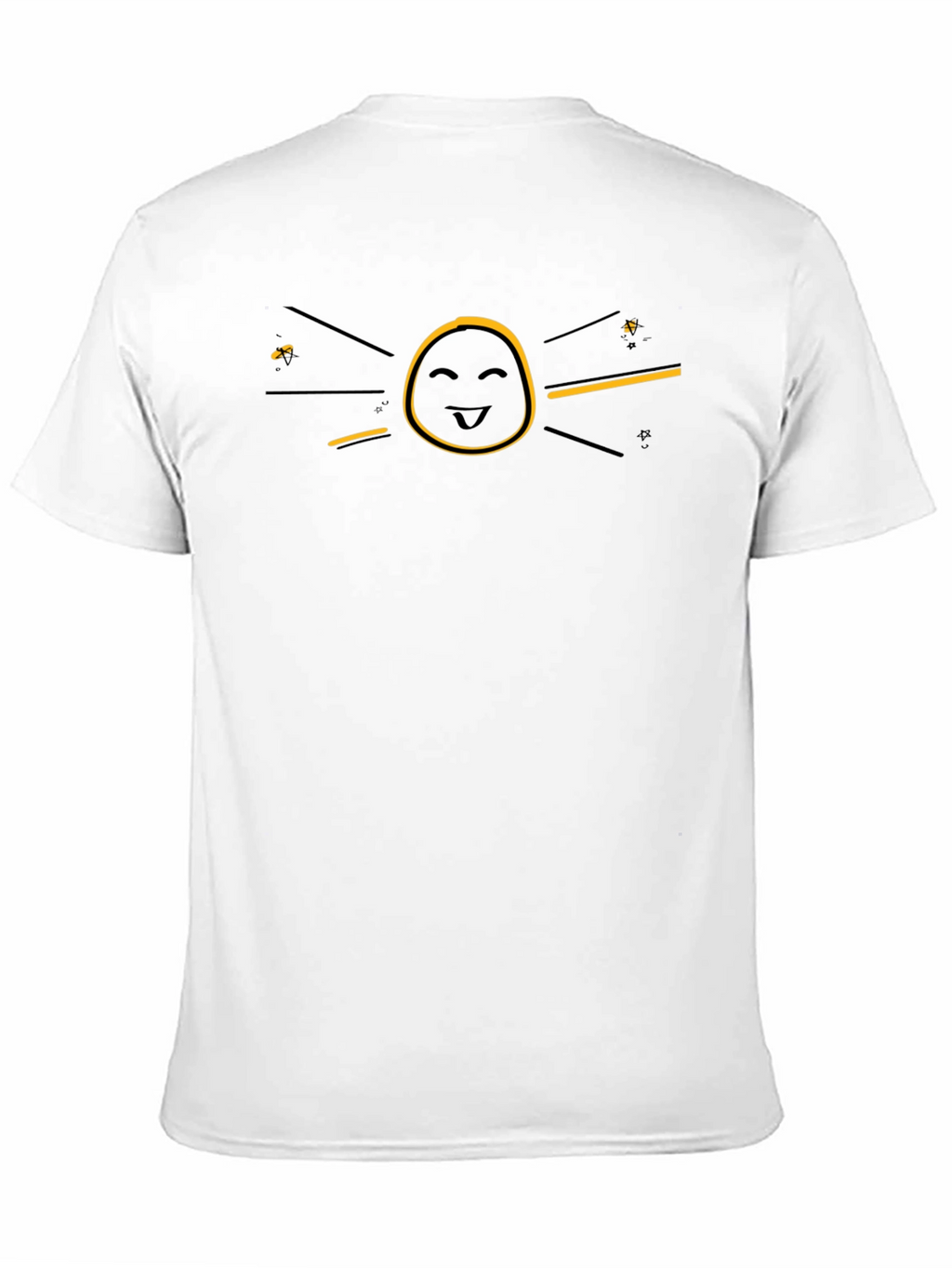 Funny Graphic Black T-Shirt - Smiley Face Sun Design