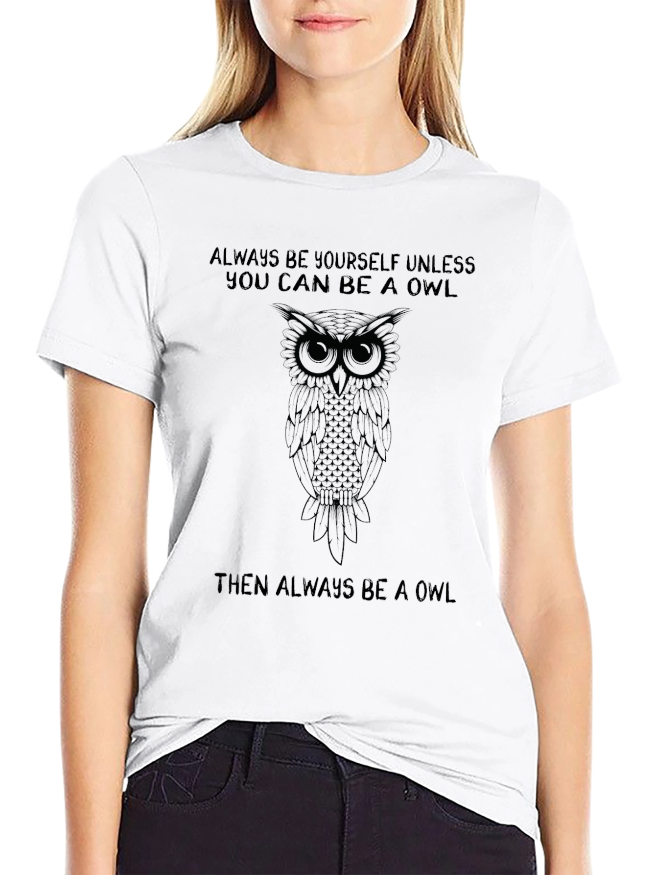 Owl Graphic Black T-Shirt: Be Yourself... Unless!