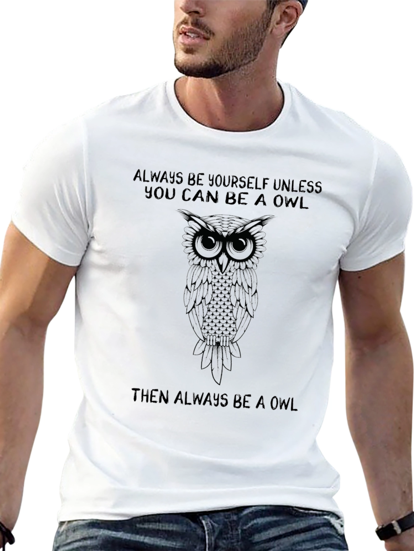 Owl Graphic Black T-Shirt: Be Yourself... Unless!