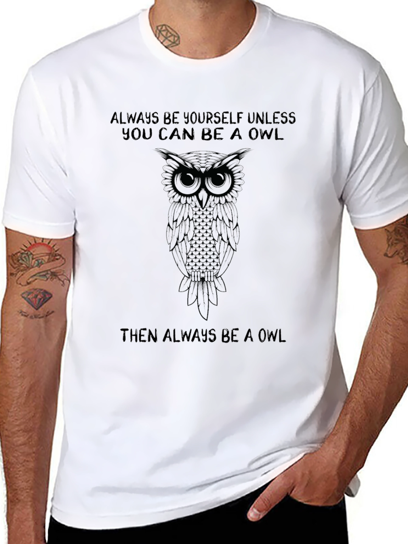 Owl Graphic Black T-Shirt: Be Yourself... Unless!