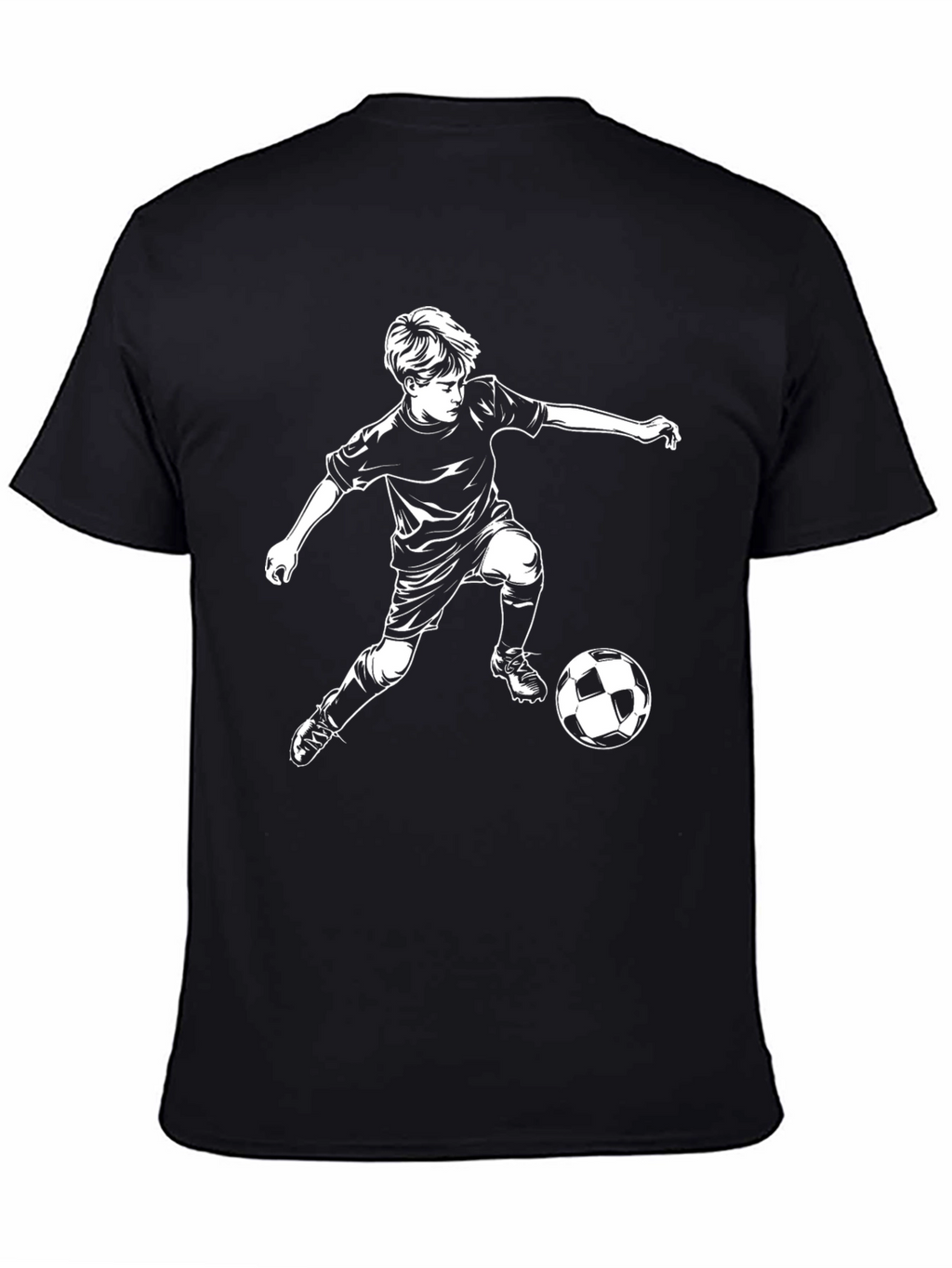 Soccer Boy Graphic Tee - Black Cotton Casual T-Shirt