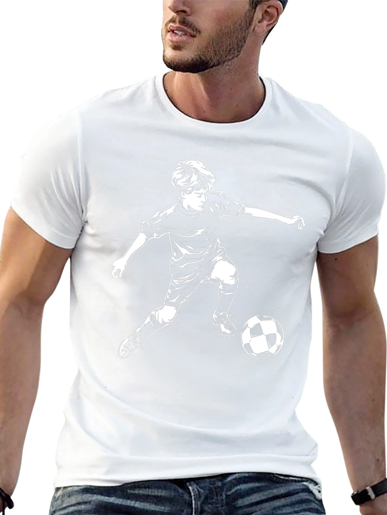 Soccer Boy Graphic Tee - Black Cotton Casual T-Shirt