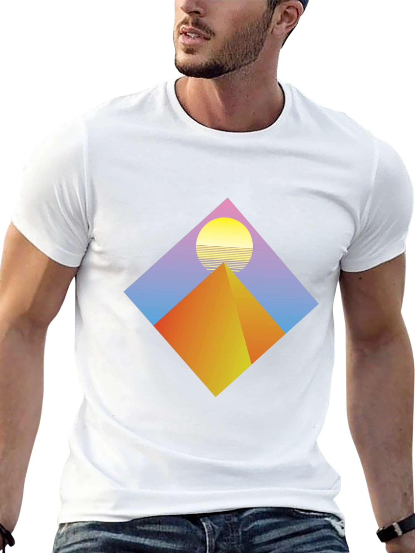 Retro Pyramid Sunset Black T-Shirt