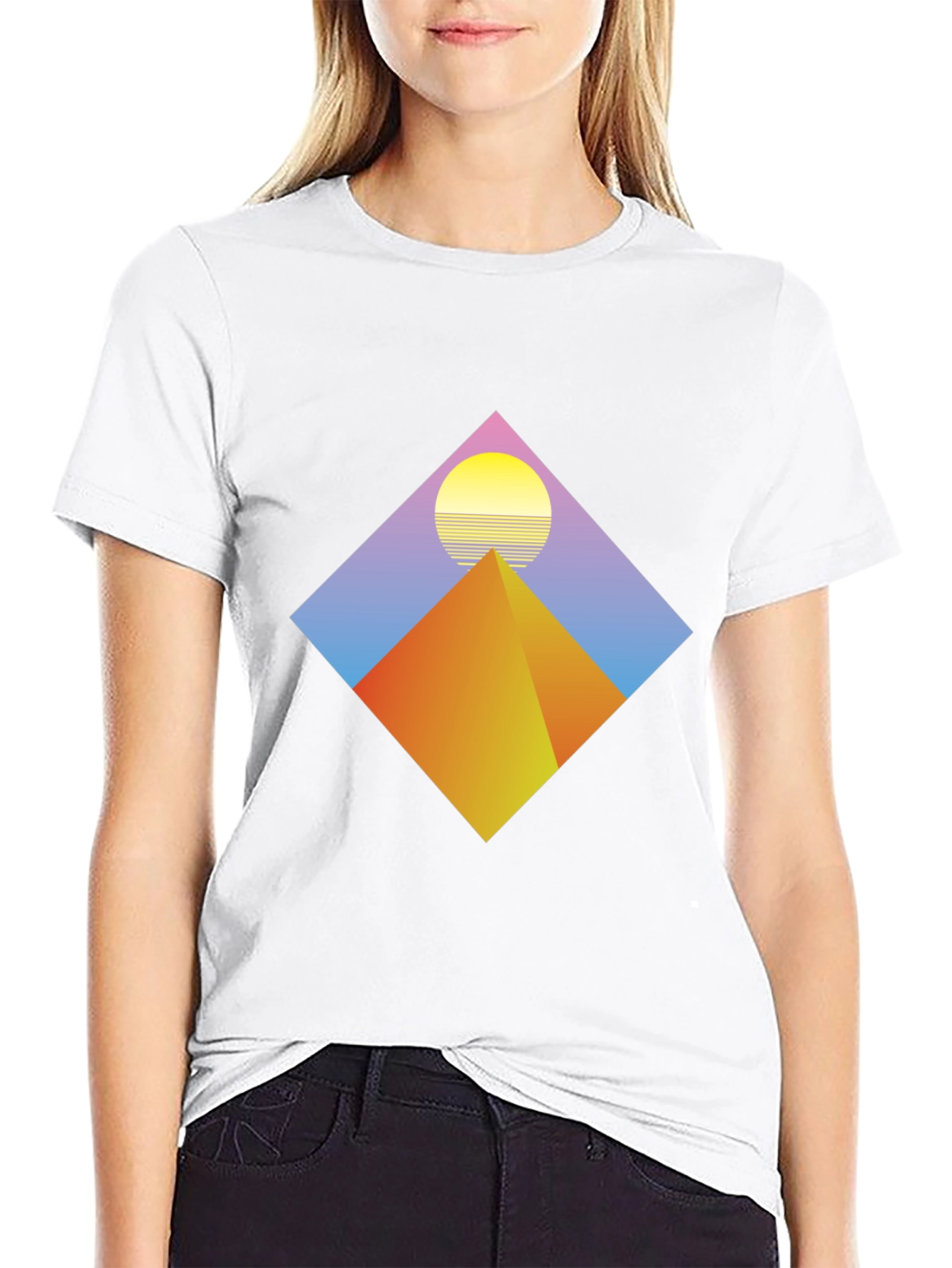 Retro Pyramid Sunset Black T-Shirt