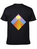 Retro Pyramid Sunset Black T-Shirt