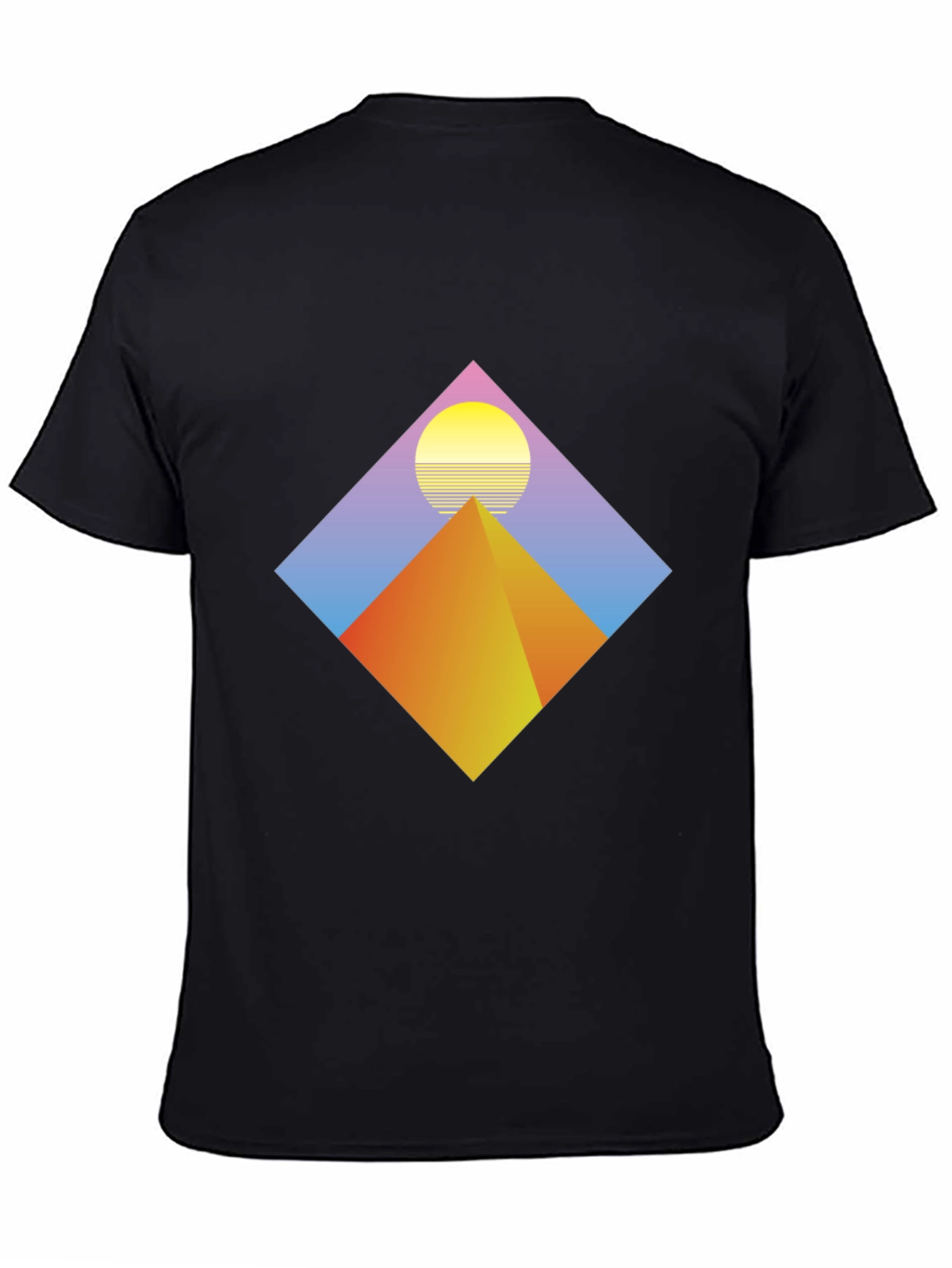 Retro Pyramid Sunset Black T-Shirt